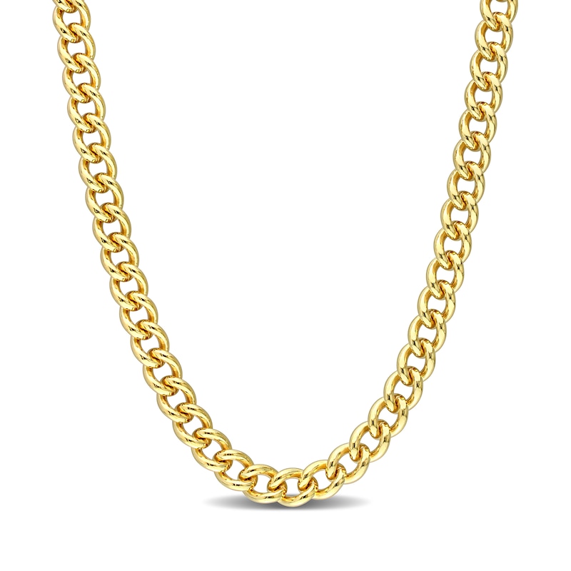 Main Image 1 of 6.5mm Curb Chain Necklace in Sterling Silver with Yellow Rhodium - 24"