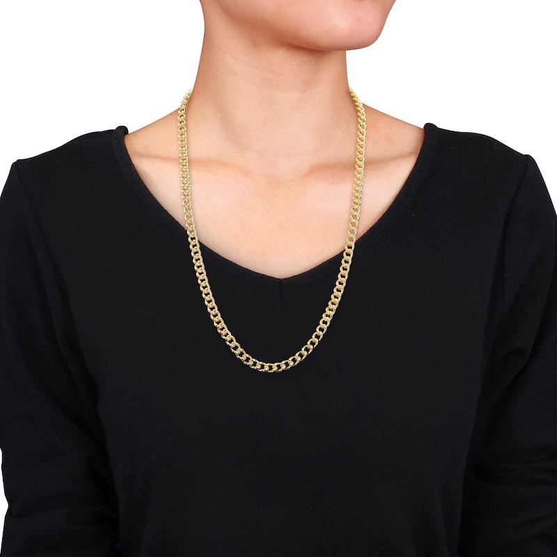 Main Image 2 of 6.5mm Curb Chain Necklace in Sterling Silver with Yellow Rhodium - 24"