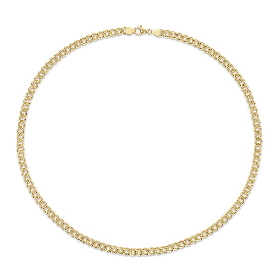 6.5mm Curb Chain Necklace in Sterling Silver with Yellow Rhodium - 24"