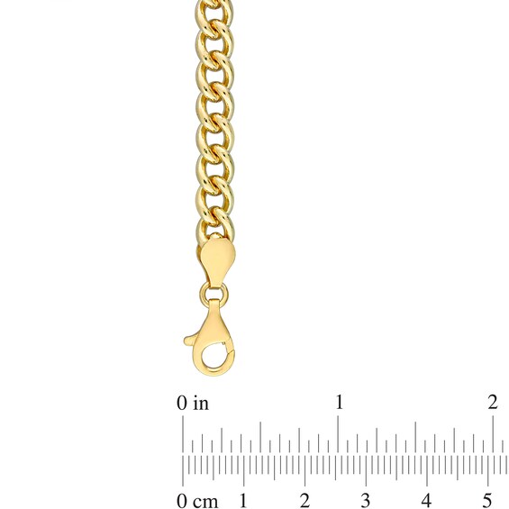 6.5mm Curb Chain Necklace in Sterling Silver with Yellow Rhodium - 24"