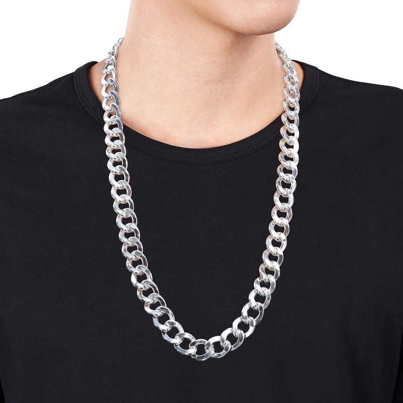 Main Image 2 of 12.5mm Curb Chain Necklace in Sterling Silver - 24"