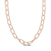 Thumbnail Image 0 of 9.0mm Diamond-Cut Paper Clip Chain Necklace in Sterling Silver with Rose Rhodium - 24"