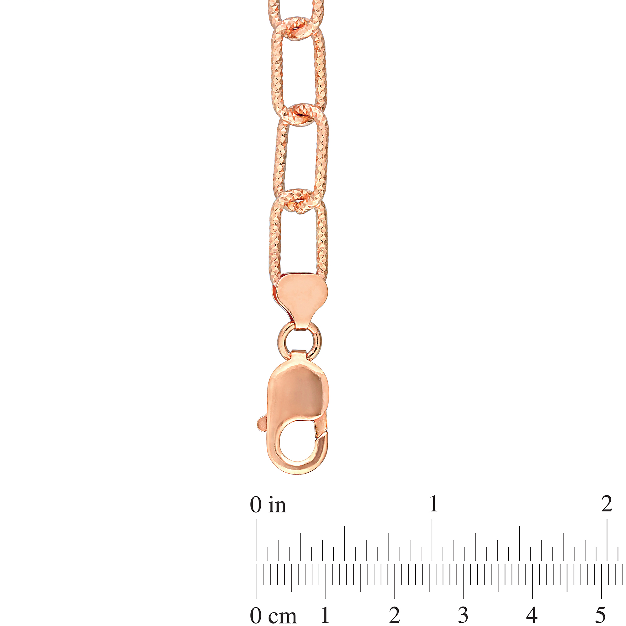 9.0mm Diamond-Cut Paper Clip Chain Necklace in Sterling Silver with Rose Rhodium - 24"