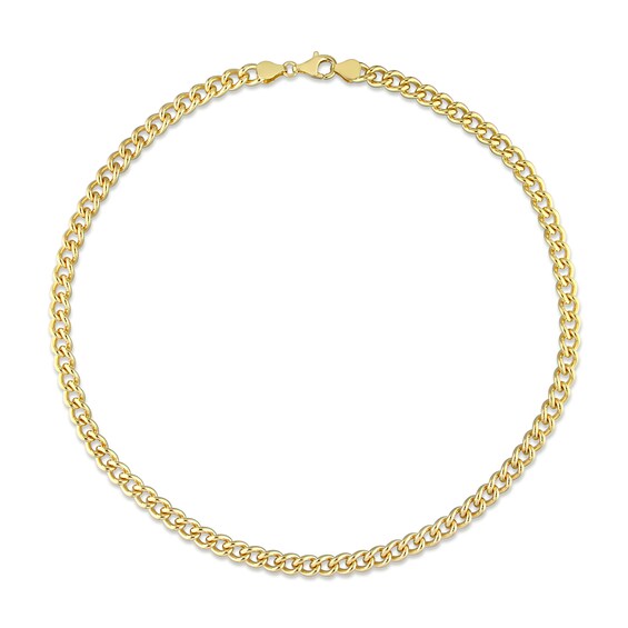 6.5mm Curb Chain Necklace in Sterling Silver with Yellow Rhodium