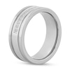Thumbnail Image 2 of Men's 1/10 CT. T.W. Diamond Double Groove Ten Stone Wedding Band in Tungsten