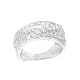 1-1/2 CT. T.W. Diamond Crossover Multi-Row Ring in 10K White Gold