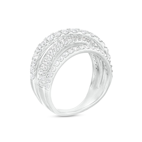 1-1/2 CT. T.w. Diamond Crossover Multi-Row Ring in 10K White Gold