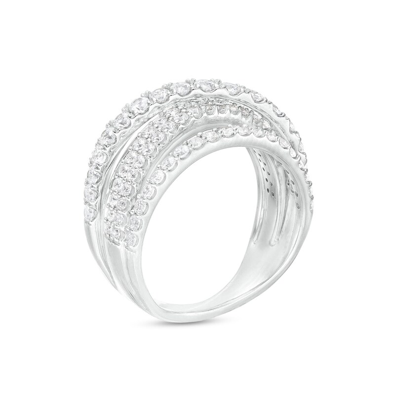 Main Image 3 of 1-1/2 CT. T.W. Diamond Crossover Multi-Row Ring in 10K White Gold