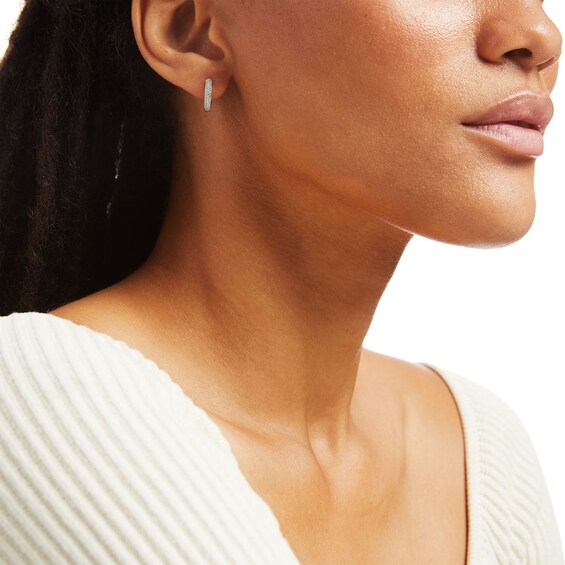 1/4 CT. T.w. Diamond Multi-Row Hoop Earrings in Sterling Silver