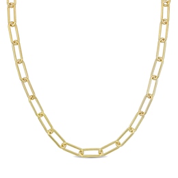 6.0mm Paper Clip Chain Necklace in Sterling Silver with Yellow Rhodium - 24"