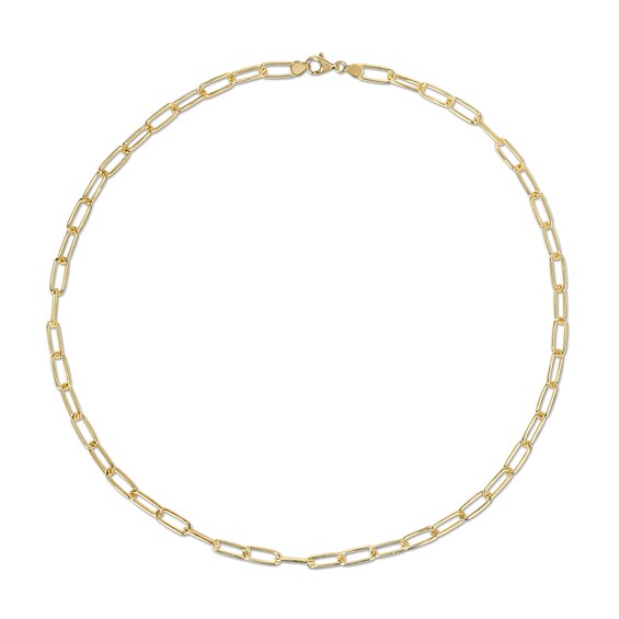 6.0mm Paper Clip Chain Necklace in Sterling Silver with Yellow Rhodium - 24"