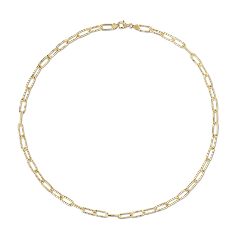 Main Image 3 of 6.0mm Paper Clip Chain Necklace in Sterling Silver with Yellow Rhodium - 24"