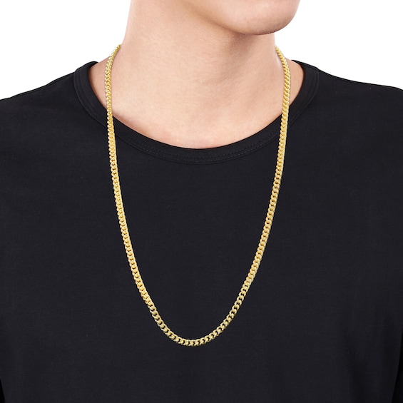 4.4mm Curb Chain Necklace in Sterling Silver with Yellow Rhodium - 24"