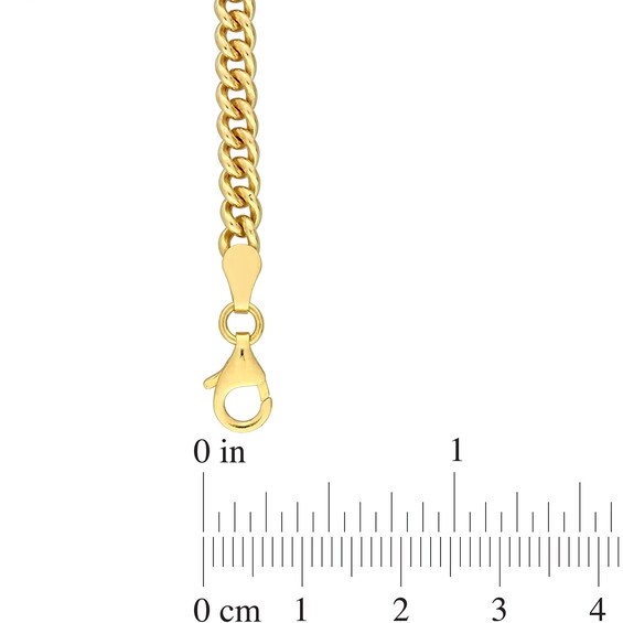 4.4mm Curb Chain Necklace in Sterling Silver with Yellow Rhodium - 24"