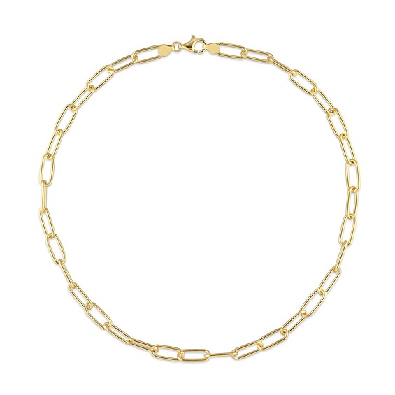 6.0mm Paper Clip Chain Necklace in Sterling Silver with Yellow Rhodium