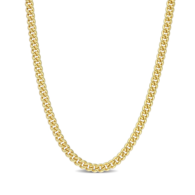 Main Image 1 of 4.4mm Curb Chain Necklace in Sterling Silver with Yellow Rhodium - 20"