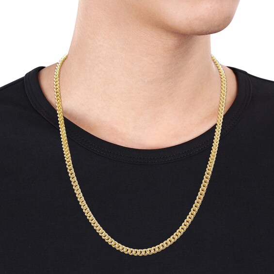4.4mm Curb Chain Necklace in Sterling Silver with Yellow Rhodium - 20"