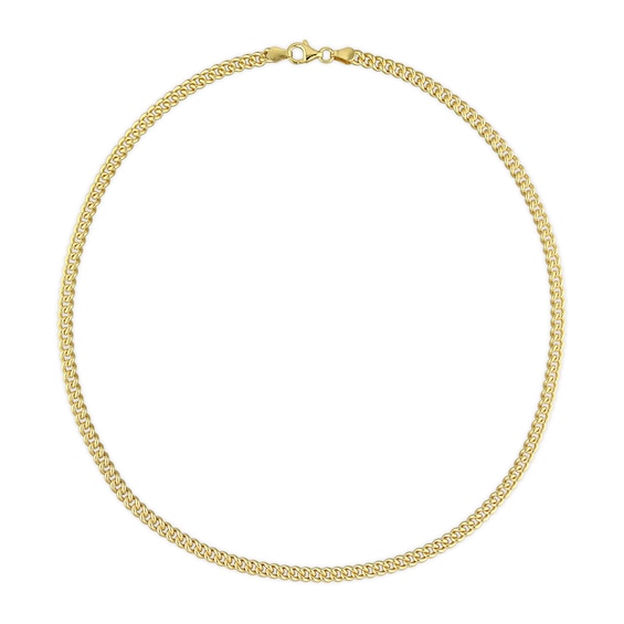 4.4mm Curb Chain Necklace in Sterling Silver with Yellow Rhodium