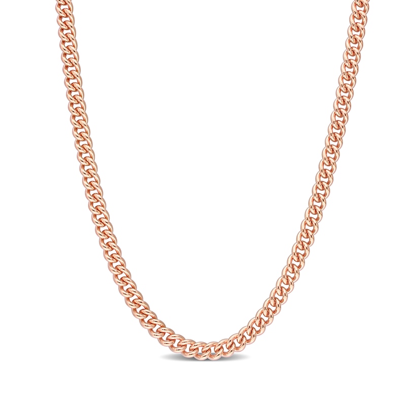 4.4mm Curb Chain Necklace in Sterling Silver with Rose Rhodium - 20"