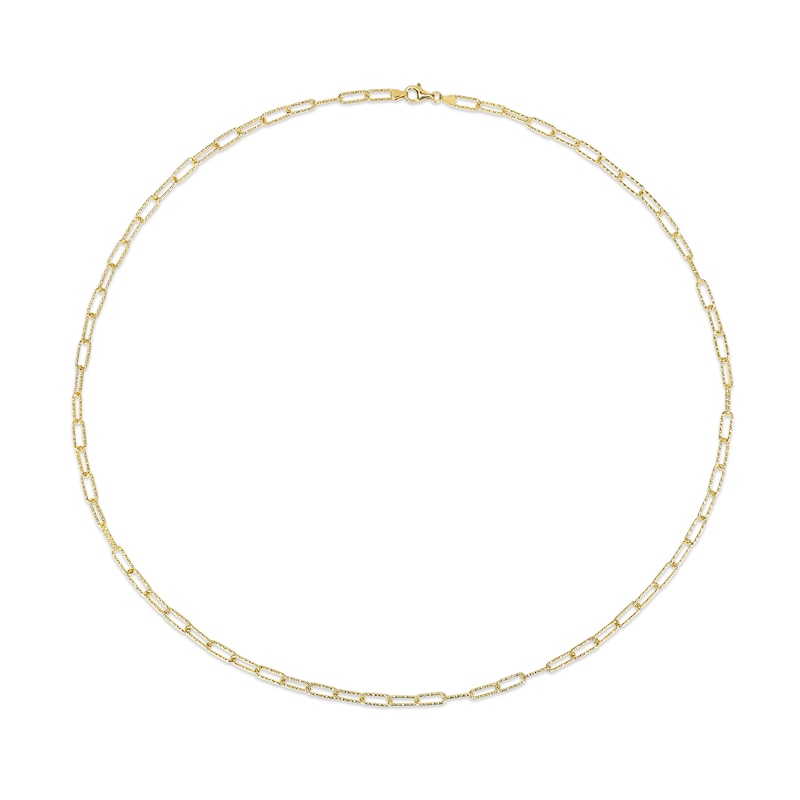 Main Image 3 of 5.0mm Diamond-Cut Paper Clip Chain Necklace in Sterling Silver with Yellow Rhodium - 32"
