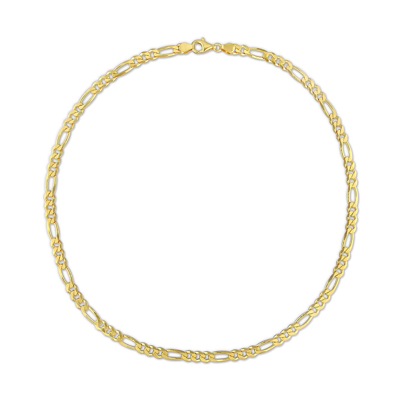 5.5mm Figaro Chain Necklace in Sterling Silver with Yellow Rhodium - 20"