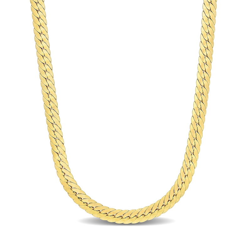 5.0mm Herringbone Chain Necklace in Sterling Silver with Yellow Rhodium