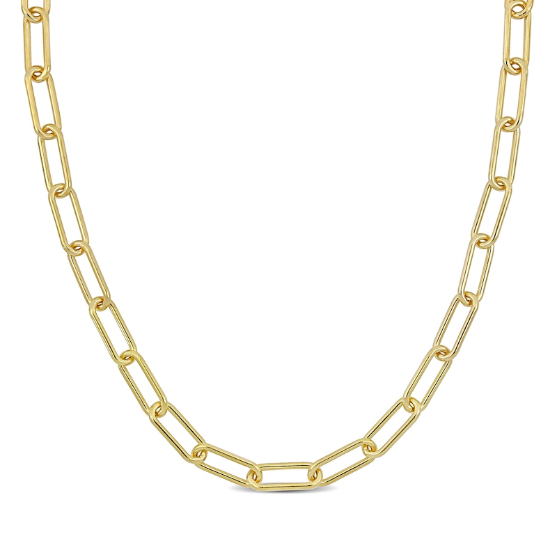 Main Image 1 of 6.0mm Paper Clip Chain Necklace in Sterling Silver with Yellow Rhodium