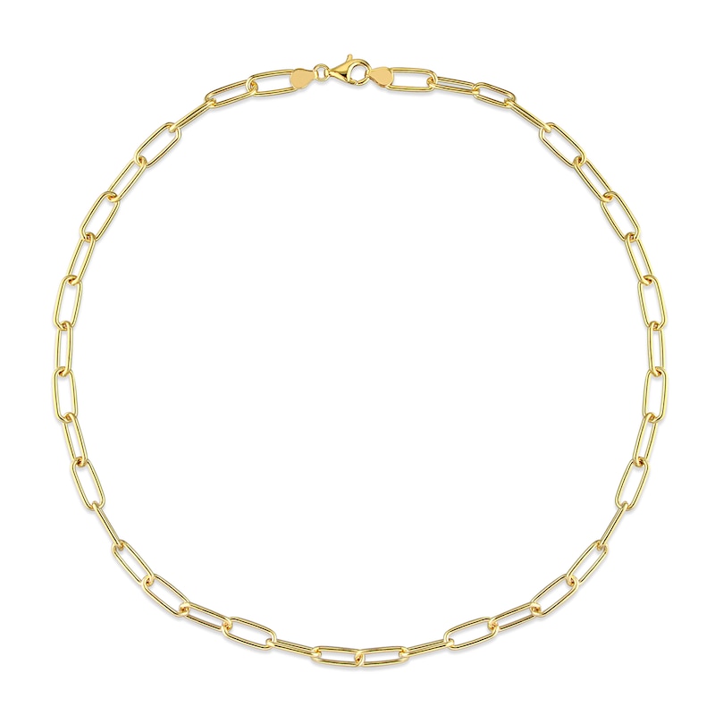 Main Image 3 of 6.0mm Paper Clip Chain Necklace in Sterling Silver with Yellow Rhodium