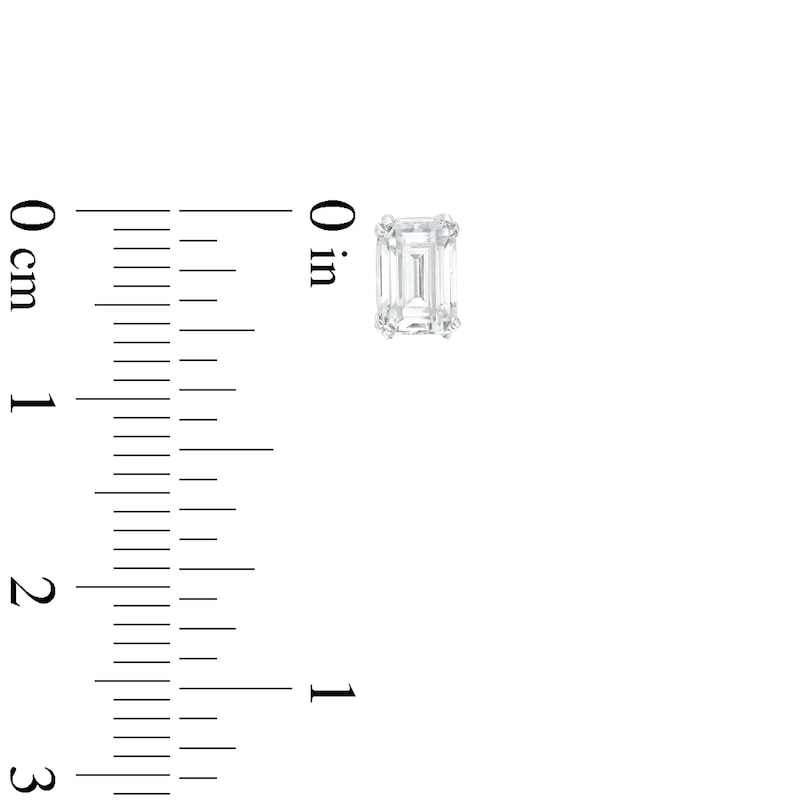 Main Image 2 of 1 CT. T.W. Certified Emerald-Cut Lab-Grown Diamond Solitaire Stud Earrings in 14K White Gold (F/SI2)