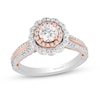 Thumbnail Image 1 of Enchanted Disney Belle 1 CT. T.W. Diamond Scallop Frame Split Shank Engagement Ring in 14K Two-Tone Gold – Size 7