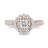 Thumbnail Image 4 of Enchanted Disney Belle 1 CT. T.W. Diamond Scallop Frame Split Shank Engagement Ring in 14K Two-Tone Gold – Size 7