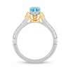 Thumbnail Image 3 of Enchanted Disney Jasmine Oval Swiss Blue Topaz and 1/3 CT. T.W. Diamond Engagement Ring in 14K Two-Tone Gold - Size 7
