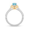 Thumbnail Image 2 of Enchanted Disney Jasmine Oval Swiss Blue Topaz and 1/3 CT. T.W. Diamond Engagement Ring in 14K Two-Tone Gold - Size 7