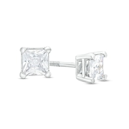 3/4 CT. T.W. Certified Princess-Cut Lab-Grown Diamond Solitaire Stud Earrings in 14K White Gold (F/SI2)