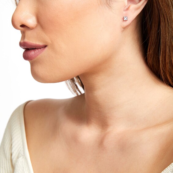 3/4 CT. T.w. Certified Princess-Cut Lab-Grown Diamond Solitaire Stud Earrings in 14K White Gold (F/Si2)