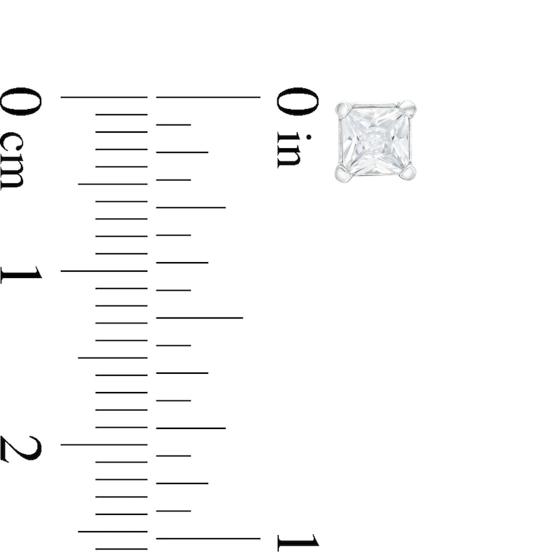 Main Image 3 of 3/4 CT. T.W. Certified Princess-Cut Lab-Grown Diamond Solitaire Stud Earrings in 14K White Gold (F/SI2)