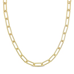 6.0mm Paper Clip Chain Necklace in Sterling Silver with Yellow Rhodium - 16"