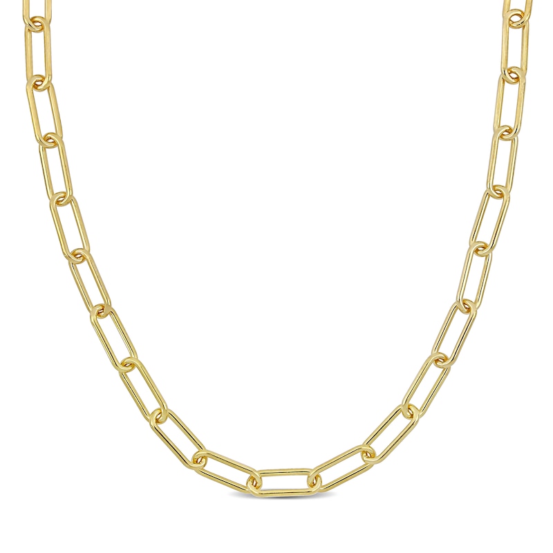 Main Image 1 of 6.0mm Paper Clip Chain Necklace in Sterling Silver with Yellow Rhodium - 16"