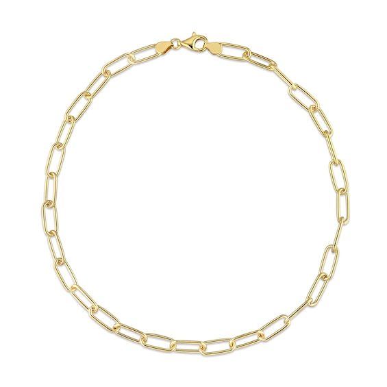 6.0mm Paper Clip Chain Necklace in Sterling Silver with Yellow Rhodium - 16"