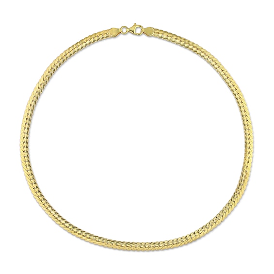 5.0mm Herringbone Chain Necklace in Sterling Silver with Yellow Rhodium - 16"