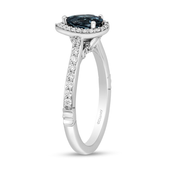 Enchanted Disney Cinderella Pear-Shaped London Blue Topaz and 1/3 CT. T.w. Diamond Engagement Ring in 14K White Gold