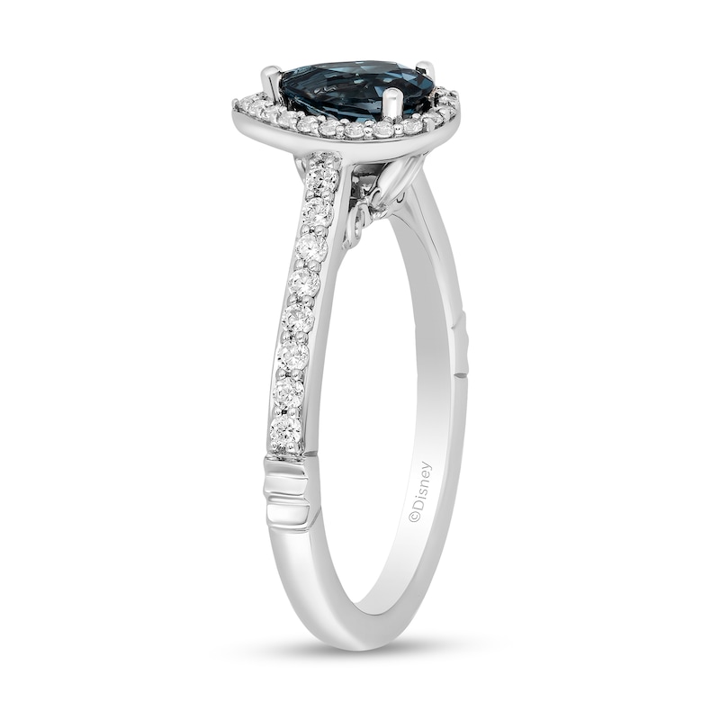 Enchanted Disney Cinderella Pear-Shaped London Blue Topaz and 1/3 CT. T.W. Diamond Engagement Ring in 14K White Gold