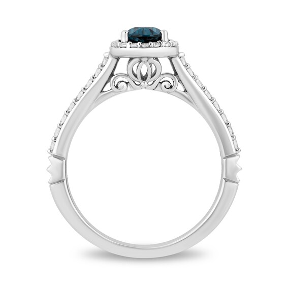 Enchanted Disney Cinderella Pear-Shaped London Blue Topaz and 1/3 CT. T.w. Diamond Engagement Ring in 14K White Gold