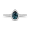 Thumbnail Image 3 of Enchanted Disney Cinderella Pear-Shaped London Blue Topaz and 1/3 CT. T.W. Diamond Engagement Ring in 14K White Gold