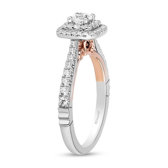 Enchanted Disney Snow White 3/4 CT. T.w. Diamond Double Cushion-Shaped Frame Engagement Ring in 14K Two-Tone Gold
