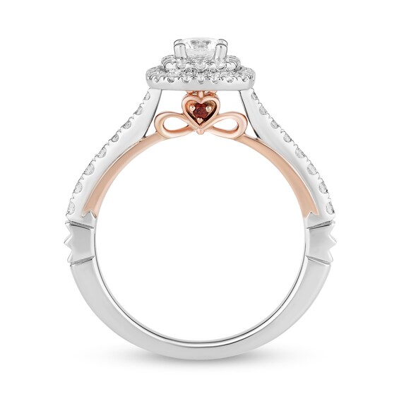 Enchanted Disney Snow White 3/4 CT. T.w. Diamond Double Cushion-Shaped Frame Engagement Ring in 14K Two-Tone Gold