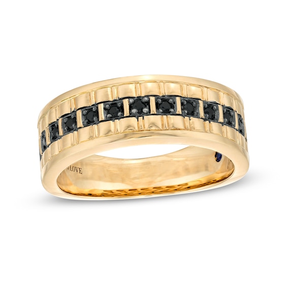 Vera Wang Men's 1/4 CT. T.w. Black Diamond Wedding Band in 14K Gold - Size 10