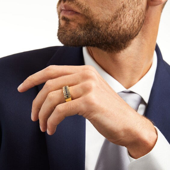Vera Wang Men's 1/4 CT. T.w. Black Diamond Wedding Band in 14K Gold - Size 10