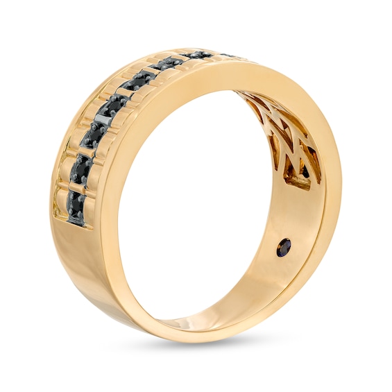 Vera Wang Men's 1/4 CT. T.w. Black Diamond Wedding Band in 14K Gold - Size 10
