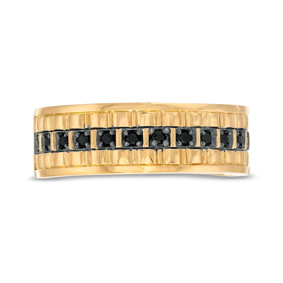 Vera Wang Men's 1/4 CT. T.w. Black Diamond Wedding Band in 14K Gold - Size 10